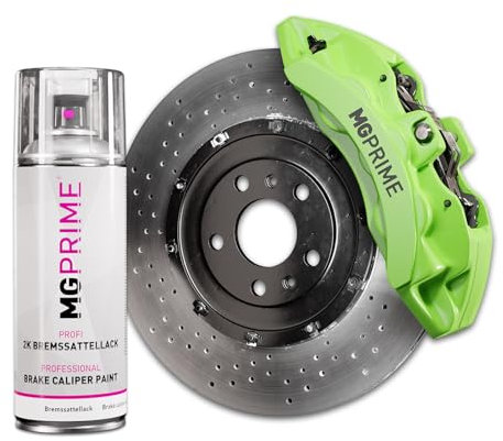 MG PRIME 2K Bremssattellack Toxic Green Sprühdose 2 Komponenten Einschichtlack Autolack schnell trocknend (Farbe ähnlich RAL 6018 Gelbgrün)