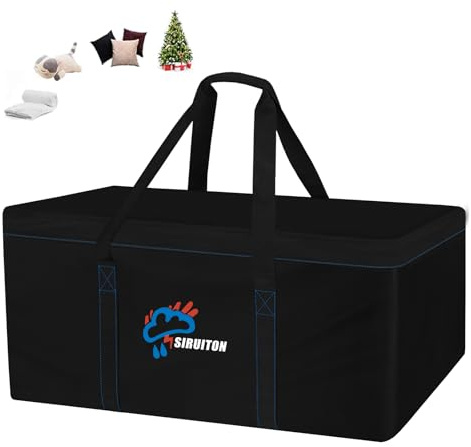 SIRUITON Gartenkissen-Tasche 600D Oxford,Wasserdicht,130x40x60cm | UV-beständig,mit Griff & Reißverschluss,für Terrassenkissen & Weihnachtsbaum,langlebig,vielseitig,Outdoor-Schutz,staubdicht