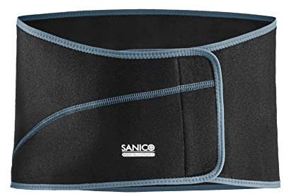 SANICO Fascia Lombare Supporto Schiena con Stecche - Tutore Ortopedico Lombosacrale con Supporti di Compressione - In Neoprene, per lombalgia, Circolazione Sanguigna, e Protezione - 107x0,3x24,5cm