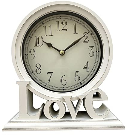 Orologio da tavolo rustico Orologi da mensola Love Decorativi Orologi da tavolo Orologi Mensola per comodino, Decori, Agriturismo, Bianco