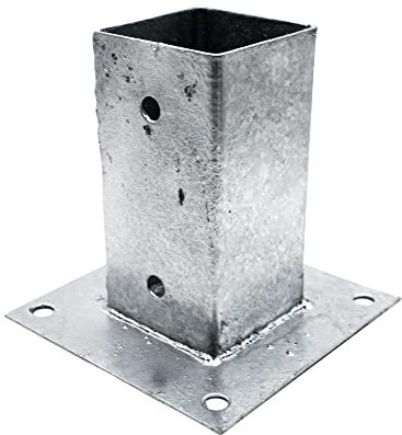 DOJA Barcelona | Ancoraggio per Palo Quadrato 71 x 71 mm | 4 Pz | Acciaio Zincato | Supporto Avvitabile per Fissaggio Paletti Recinzione Legno, Staccionata