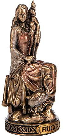 BEAUTIFUL GREEK STATUES Frigga Skandinavische Göttin aus Kunstharz, handbemalt, Bronze-Miniatur-Statue, 7,4 cm