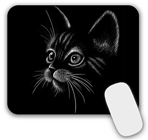 AOKSUNOVA Mauspad Klein Schwarz Mousepad Mit Motiv Katze 240 X 200 mm | Platzsparendes Design, Angenehme Oberfläche, Komfortable Nutzung und Geeignet für Büro, Reisen Sowie Kleine Schreibtische