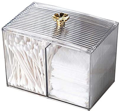SVOCK Wattepads Aufbewahrung, Wattepads Behälter für Badezimmer, Aufbewahrung Wattepads, Behälter für Wattestäbchen, Transparenter Acryl Wattepadspender für Toilette Badezimmer Schlafzimmer