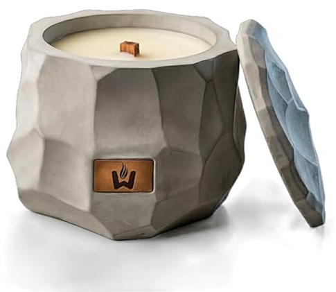 Flamestone Wachsfresser mit Dauerdocht | aus Beton made in germany | Ø16cm Outdoor Tischfeuer | Wiederbefüllbare Fackel | Recycling von Kerzenwachs