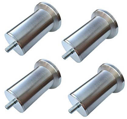 moaupr 4 Stücke Möbelfüße Möbelbeine aus Edelstahl Tischbein aus gebürstetem Metall Stützfüße Sofa Runde Füße Kabinettfüße Dickes Material M10 Schraube Möbel Zubehör,Silber 12.5cm