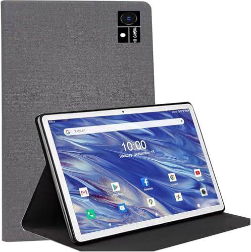 ZONKO Tablet hülle 10 Zoll Lederhülle für D115, 10.1'' Touch Tablet Leicht, Stoßfest Schutzhülle aus Leder (Grau)