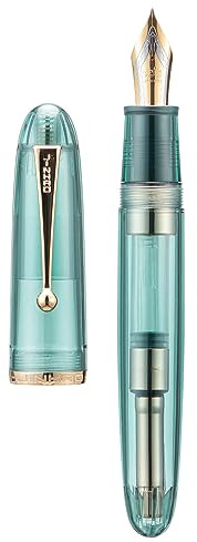 ASVINE Jinhao 9019 - Pluma estilográfica, serie Dadao 8, punta extrafina, barril acrílico transparente azul claro con clip dorado, bolígrafo de escritura de gran tamaño (FG15NH5SMHSMHDF)