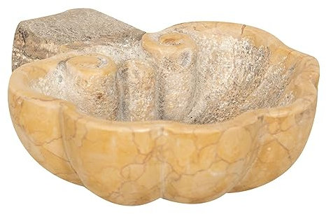 Biscottini Weihwasserkessel aus Marmor, 20,5 x 22,5 x 8 cm, Sockel für Gartenbrunnen, Waschbecken für den Außenbereich, Stein, Pflanzgefäß für den Garten, groß