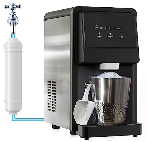 GYMAX Macchina Ghiaccio, Produzione di Ghiaccio di 27 kg/24 ore, Macchina del Ghiaccio Casa con Display LED e Autopulizia in Acciaio Inox, per Casa e Ufficio, 51 x 31 x 55 cm