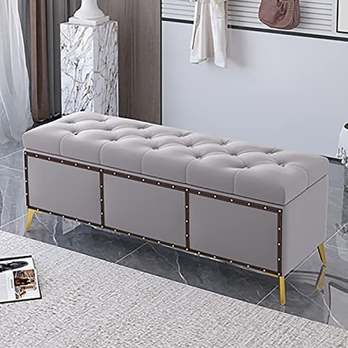 KAZUP Samt-Aufbewahrungshocker, Premium-Aufbewahrungsbank, Schlafzimmerbank, Bequeme Polsterbank mit Stauraum, Moderne Aufbewahrungsbänke, Bettbank, Aufbewahrungskoffer, grau, 100 x 40 x 45 cm (39