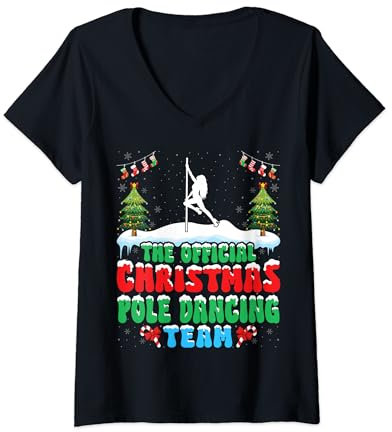 Christmas Pole Dancing Dance Team - Funny Pole Dancer Xmas T-Shirt mit V-Ausschnitt