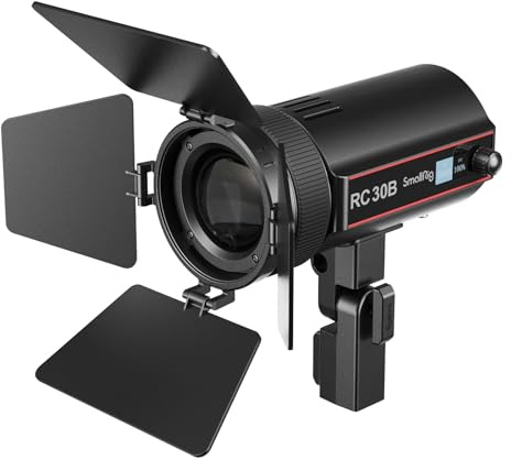 SMALLRIG RC 30B COB Video Light, 15° to 60° Beam Angle Adjustable, 30W Bi-Color Video Light CCT 2700K-6500K, 10900 lux@1m, CRI 96+, TLCI 96+, Continuous Output Light for Tabletop Live Streaming