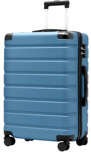 COOLIFE Koffer Trolley-Koffer Hartschalen-Koffer Rollkoffer Reisekoffer von ABS-Material mit TSA-Schloss Teleskopgriff und 4 Zwillingsrollen (Blau, Mittelgroßer Koffer)