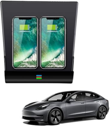 ASHOIH Cargador Inalámbrico Coche para Tesla Model 3 2019 2020,15W Qi Carga Rápida Auto Teléfono Cargador,Cargadores De Móvil por Inducción,Consola Central Cargador Accesorios