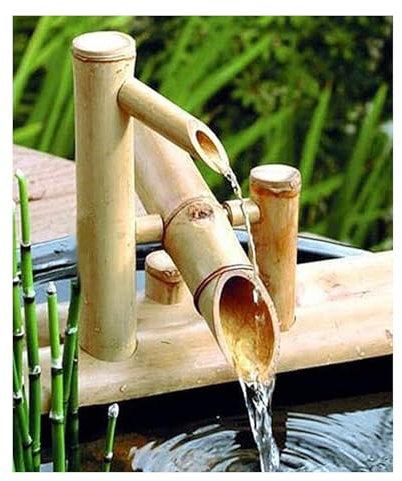 JTWWDM Fontana Cascata con Pompa A Dondolo in bambù, Decorazione Giardino, Decorazione per Paesaggio Acquatico, Pompa per Fontana Cascata più Livelli, 100% Fatta A Mano