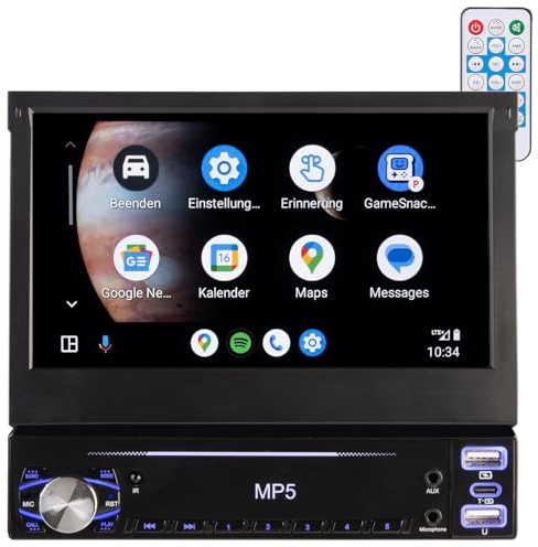 Creasono 1 DIN Radio Carplay: 1-DIN-Autoradio mit Apple CarPlay, Android Auto, 17,8-cm-Display, MP5 (1 Radio Apple, DIN1 Autoradio, HiFi)