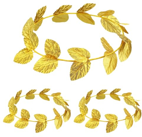GTYARYUA Römische Göttin haarreif, 3 PCS Lorbeerkranz, Gold Blatt Stirnbänder, Lorbeerkranz Kopfschmuck, Griechischer Kopfschmuck, Griechische Göttin Accessoires, Geeignet für Rollenspiele