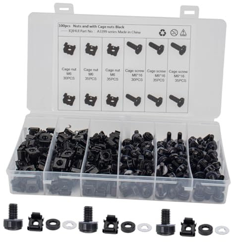 Holibanna 1ensemble Set De Écrous De Cage Avec Vis Et Rondelles Pour Rack Matériau De Fixation Pour Serveurs Et Étagères