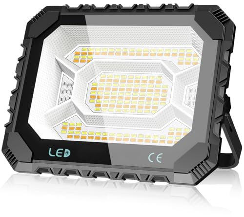 Foco LED de 200 W, con batería, portátil, 16000 lm, 16000 mAh, batería recargable por USB, 5 modos de luz, lámpara de camping portátil al aire libre para camping, emergencias, obras