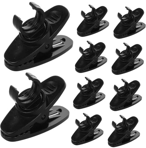 FUTUREORYY Set da 10 Clip per Microfono Lavalier in Abs Nero, Supporto Girevole Regolazione Angolare, Compatibile Microfoni 8mm, per Uso Professionale