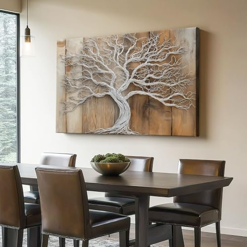Stampa su tela Vintage Albero Della Vita Quadro 120 x 50 cm (Non incorniciato) parete decorazione per casa ufficio camera da letto Marrone Senza cornice su tela pittura