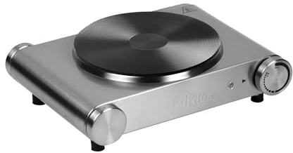 ARDES HOBINOX ARFOEL01 – Elektrischer Kocher 1500W aus Edelstahl, Gusseisen‑Kochplatte Ø18,8 cm, regelbarer Thermostat und rutschfeste Füße