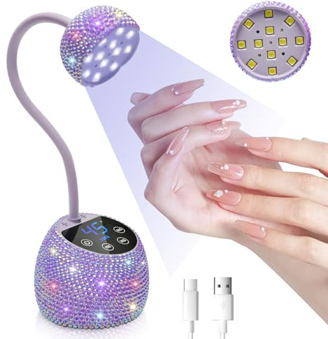 CGBE Mini UV-Lampe für Nägel mit Smart Auto-Sensor & 4 Modi für Salon Hause | 12 LED Perlen Mini-Nagellampe für Gelnägel, LCD Display, 10/30/45/60s Timer, 36W Tragbare, für Nageldesign Nagelkunst
