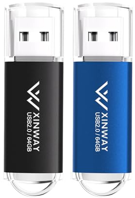 XinwaY Memory Stick 64GB USB Flash Drive Thumb Drives Data Storage USB Stick, (2 Pack 64GB - Black Blue)