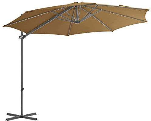 GLJTUO Parasol Déporté D'Extérieur, Protection UV, Taupe, Inclinable Et Rotatif, en Polyester, pour Balcon Et Jardin,
