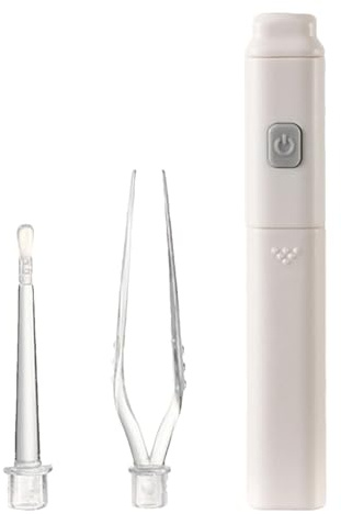 Limpiador de Oídos,Extracción de Cerumen con Luz LED y Cucharilla Portátil - Pinza Cerumen Con Puntas De Silicona Para Niños, Bebés Y Adultos