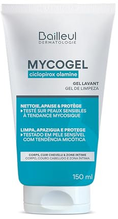 Bailleul | Mycogel | Gel lavant contre les mycoses cutanées | Nettoie, Apaise et Protège | Peaux et muqueuses génitales sensibles à tendance mycosique | Vegan | 150 ml