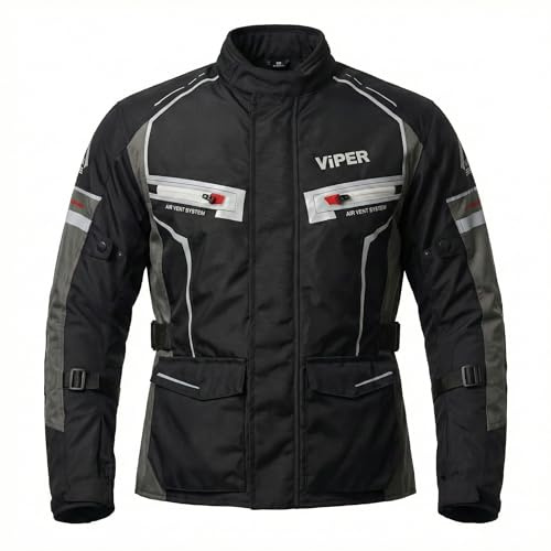 ViPER Speed 10 Motorcycle Jacket – CE Approved Waterproof Textile Motorbike Jacket, Lightweight Breathable Armoured Riding Gear, High Visibility All-Season Racing Jacket