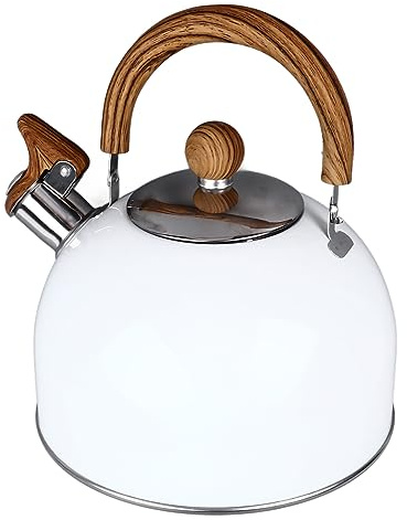 BAOFUYA Bulliello Siffle en Acier Inoxydable Permanent 2,5 Litres de Cuisson à Induction Blanche