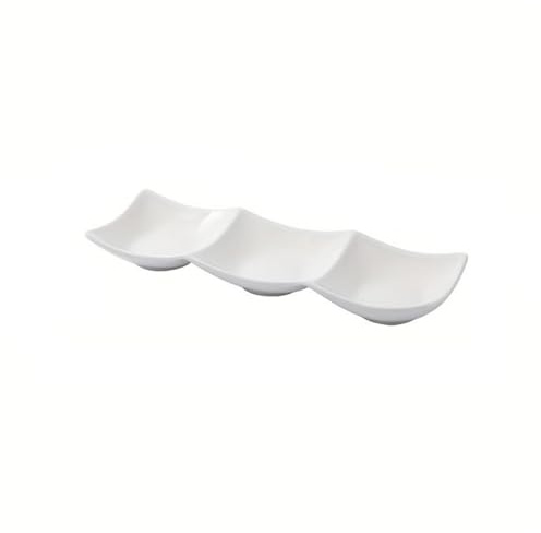 HYEFDWS Assiette de Cuisine en céramique Blanche empilable, Assiette à Trempette, Bols à Trempette, 1 pièce rectangulaire