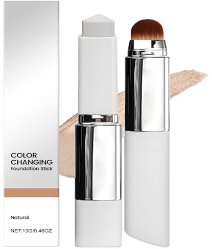 Color Changing Foundation Stick,2-in-1 Concealer Stick & Balm Foundation,Waterproof Concealer St/icks with Brushes,Moisturizing Double-Ended Concealing S/tick,Cream S/tick for All Skin Types#Natural