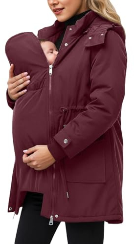 Genérico Chaqueta de Maternidad Moda Premamá Invierno 3 En 1 Abrigo de Maternidad Abrigo de Invierno de Embarazo con Inserto Chaqueta Portadora Mujer