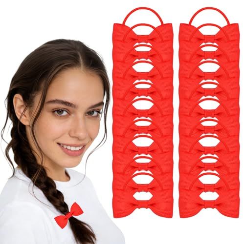 20 Pezzi Elastici per Capelli Bambina Fiocchi, Accessori per Capelli Rossi, Fiocchi con Elastici, Accessori per Capello Bambina, Adatto per Uso Quotidiano, Campus, Festa