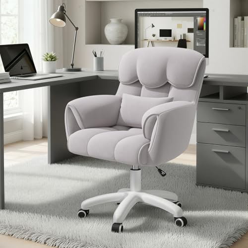 Aivermeil Homeoffice Stuhl, 360° drehbar Höhenverstellbar Bürostuhl ergonomisch, Schminkstuhl Drehstuhl，für Arbeitszimmer Schlafzimmer, Gray