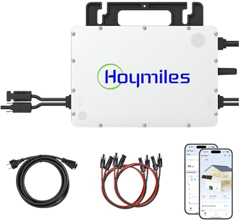 Hoymiles HMS-800W-2T 800W Micro-Wechselrichter inkl. 5m Anschlusskabel, 4x1m Solarkabel für Solarmodule, WiFi, Microinverter Inverter für Mini-PV Plug & Play Balkonkraftwerk, Mikrowechselrichter Solar