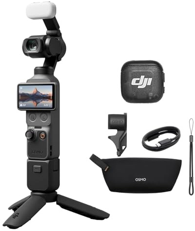 DJI Osmo Pocket 4 Creator Combo, Pocket Gimbal Vlog Camera, 3‑Axis Stabilization, 2× Lossless Zoom, 107GB Built-in Storage, 1″ CMOS & 4K/240fps, Mic 3 Transmitter (Pocket 4 Creator Combo)