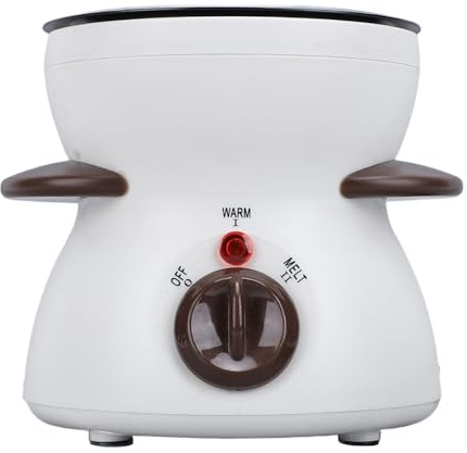 Wakects Mini Fondue de Chocolate Eléctrico, Olla para Derretir Chocolate 25W 200ml, 2 Opciones de Calentamiento, Recipiente Extraíble Antiadherente con Tenedores para Mojar para (Enchufe europeo 220V)