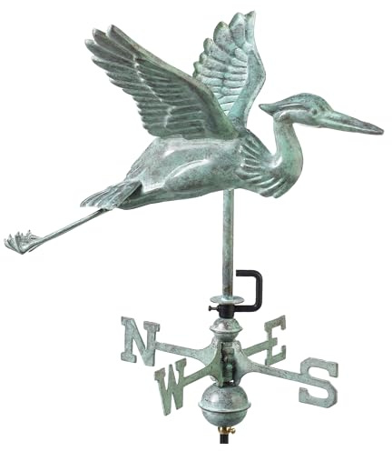 Good Directions Blue Heron Garden Weathervane, Includes Garden Pole, Blue Verde Copper, Patina