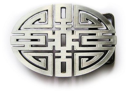 eeddoo® Gürtelschnalle - chin. Knoten (Buckle für Wechselgürtel für Damen und Herren | Belt Frauen Männer Oldschool Rockabilly Metall Gothic Wave Rock Biker Western Trucker Casino Skull)