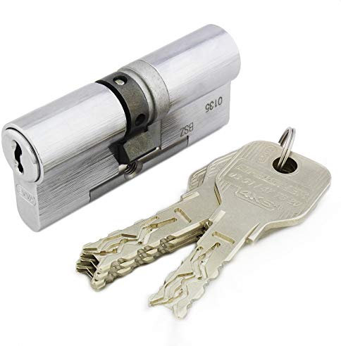 EVVA 4KS Doppelzylinder 46/61 | hochsicherheits-Profilzylinder | Not- und Gefahrenfunktion & Bohrschutz | Schließzylinder für Haustüren Wohnungstüren | 5 Schlüssel und Sicherungskarte | Nickel matt
