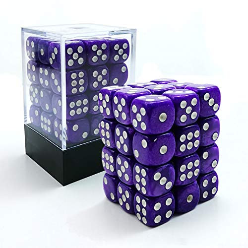 Bescon Würfel w6 12mm 36er Brick Box, 12mm Six Sided Die (36) Block of Dice, Marmor Pearl Purple