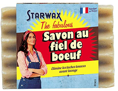 STARWAX THE FABULOUS - Sapone con fiele di bue - Elimina le macchie tenaci prima del lavaggio - Formato solido - Biodegradabile al 99% - Senza colorante - Facile da utilizzare - 100g