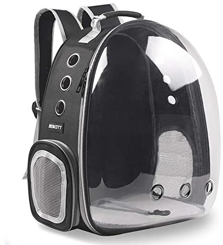 BEIKOTT Katzenrucksack Tragetasche, Hunderucksack, Haustier-Bubble-Rucksack für kleine Katzen, Welpen, Hunde, Kaninchen, transparenter Kapsel-Rucksack für Reisen, Wandern und Outdoor