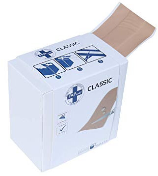 HierBeiDir Wundschnellverband, wasserfest, hautfreundlich, hypoallergen, Spender-Karton, Wundpflaster, 6 cm x 5 m