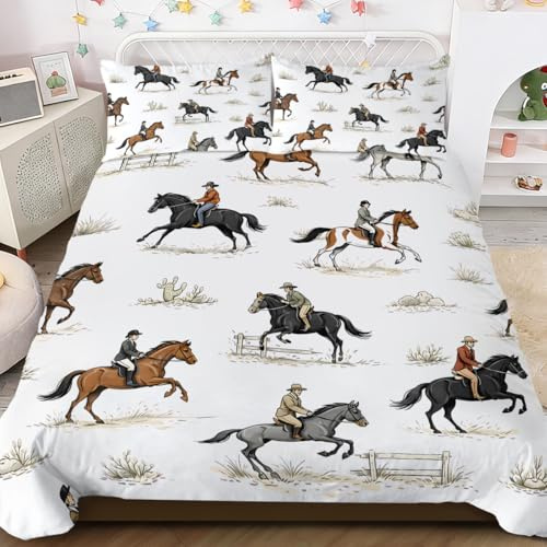 BlessLiving Equestrian Horse Vintage Duvet Cover Set Double | 3 Piece; Pillowcases; Bedding; BlessLiving Equestrian Horse Vintage Cowboy Bedspreads; Set; England; Steeplechase; Racing
